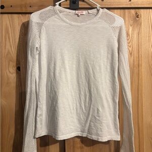 Goldie Cream Long Sleeve Top with Mesh Accents